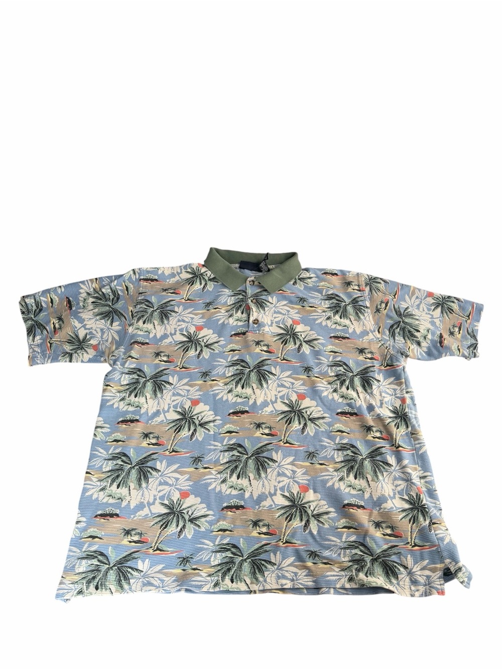Puritan Special Edition Hawaiian Palm Tree Polo Shirt Mens XL Vintage Tropical